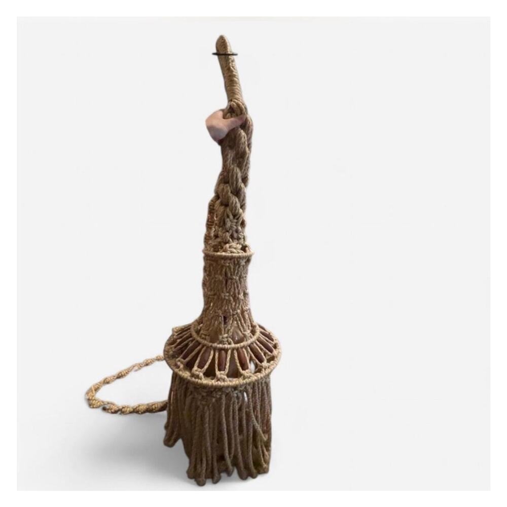 70s macrame ceramic tulip lamp